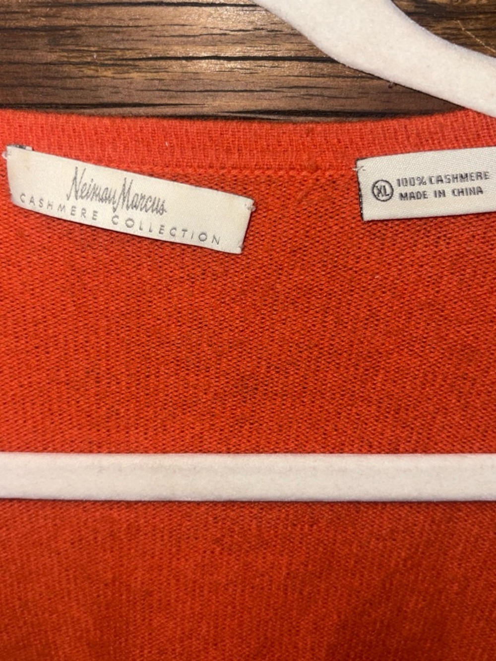 Neiman Marcus Orange Cashmere Cropped Sweater